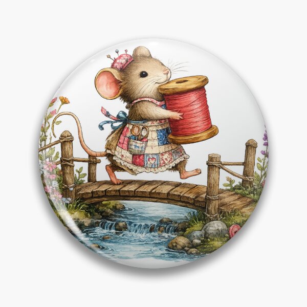 Item preview, Mouse Seamstress Crossing the Thread Bridge designed and sold by EverStitchStudio ★★★★★.