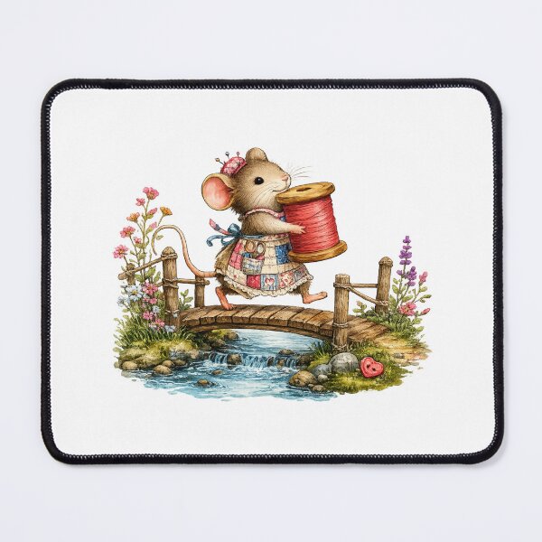 Item preview, Mouse Seamstress Crossing the Thread Bridge designed and sold by EverStitchStudio ★★★★★.