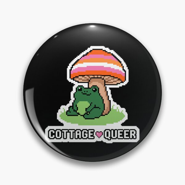 Item preview, Cottage Queer - Lesbian Pride Flag Mushroom Frog Pixel Art designed and sold by artistastshirt.