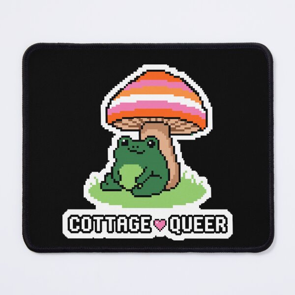 Item preview, Cottage Queer - Lesbian Pride Flag Mushroom Frog Pixel Art designed and sold by artistastshirt.