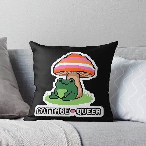 Item preview, Cottage Queer - Lesbian Pride Flag Mushroom Frog Pixel Art designed and sold by artistastshirt.