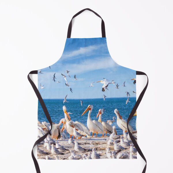 Item preview, Great White Pelicans on rocks and flying on Lake Michigan rocks in Sheboygan designed and sold by TerraMediaLLC.