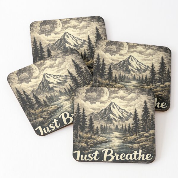 Item preview, Just Breathe – Mountain Nature Vintage Design designed and sold by MMN.