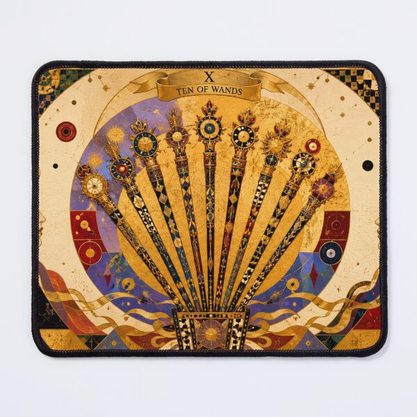 Item preview, Ten of Wands - 10 Wands Golden Crown, Burden and Strength, Mystical Tarot Art designed and sold by Natalia-Vlad.