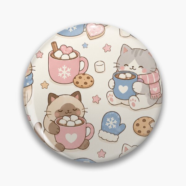 Item preview, Cozy Cat Marshmallow Cocoa Kawaii Pattern designed and sold by Soft Berry Studio.