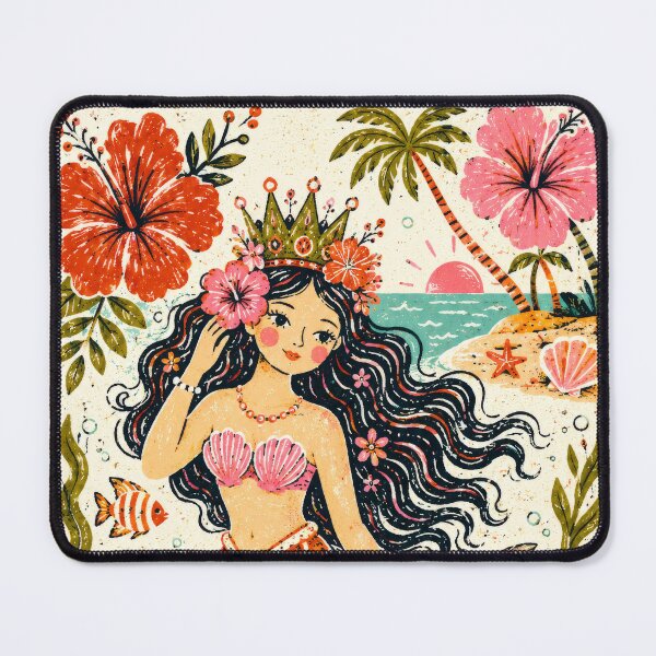 Item preview, Tropical Island Hibiscus Beach mermaid  designed and sold by scicilysimonee.