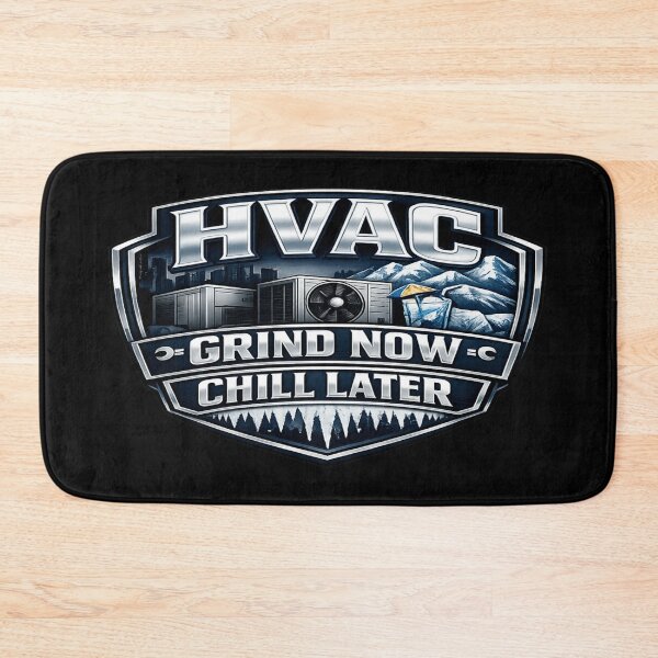 Item preview, HVAC Grind Now Chill Later - HVAC Tech Cooling Badge Design designed and sold by FrozenHeat97.