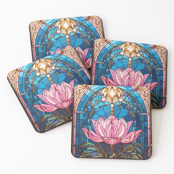 Item preview, Pink Meditation Lotus Stained Glass Window Illustration designed and sold by pinkal.