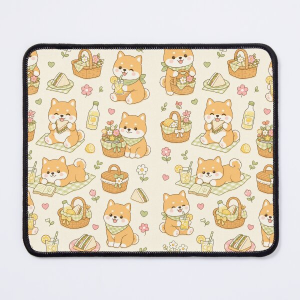 Item preview, Shiba Picnic Basket Kawaii Pattern designed and sold by Soft Berry Studio.