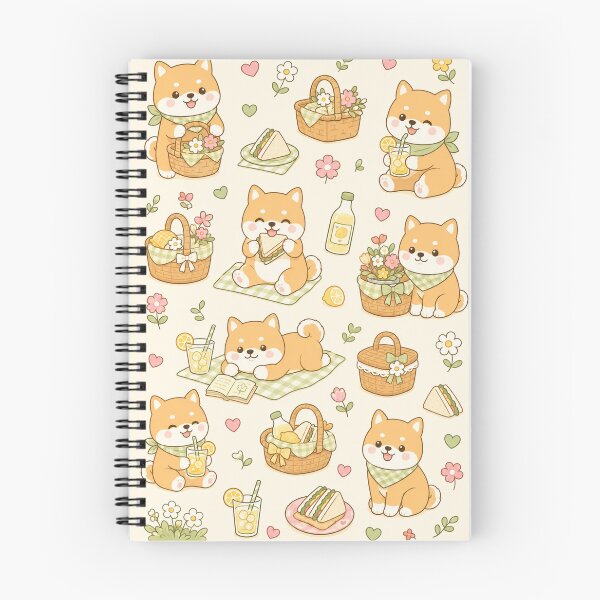 Item preview, Shiba Picnic Basket Kawaii Pattern designed and sold by Soft Berry Studio.