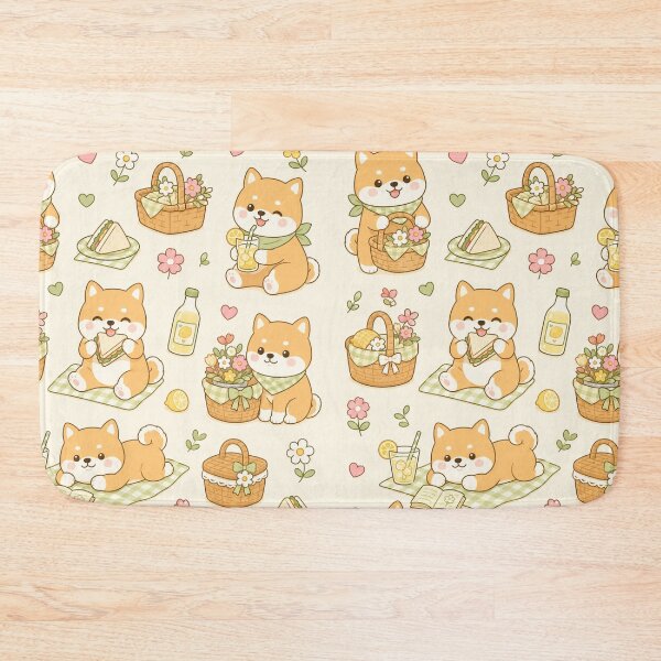 Item preview, Shiba Picnic Basket Kawaii Pattern designed and sold by Soft Berry Studio.