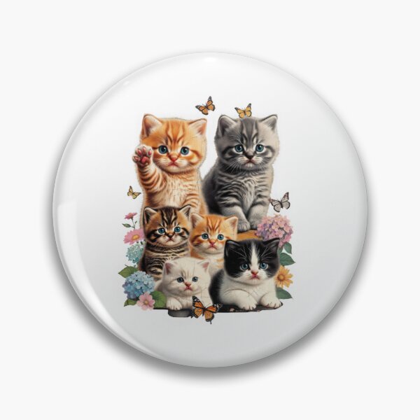 Item preview, Cute Kittens Floral Garden Graphic, Adorable Fluffy Cats Illustration, Whimsical Kitty Artwork designed and sold by Keingdesign.