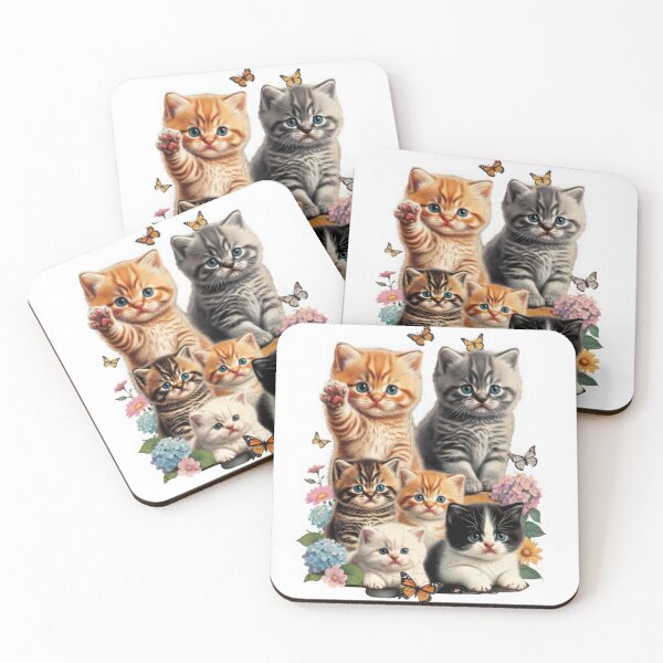 Item preview, Cute Kittens Floral Garden Graphic, Adorable Fluffy Cats Illustration, Whimsical Kitty Artwork designed and sold by Keingdesign.