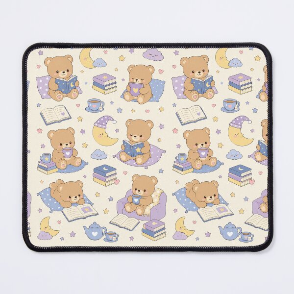 Item preview, Teddy Bear Moonlight Reading Kawaii Pattern designed and sold by Soft Berry Studio.