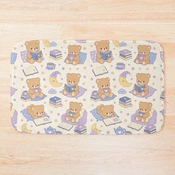 Item preview, Teddy Bear Moonlight Reading Kawaii Pattern designed and sold by Soft Berry Studio.