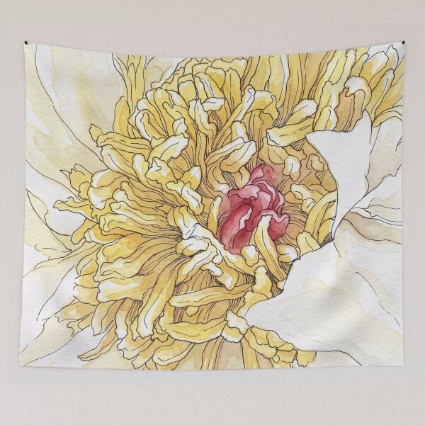 Item preview, Cream Rose Macro | Pen and Watercolor Botanical Art designed and sold by Debbie Schulte.