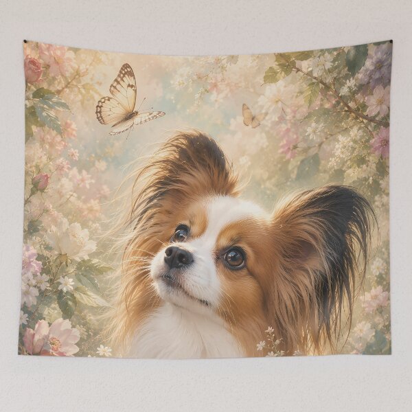 Item preview, Dream Garden Papillon Dog Art designed and sold by ManJiangHong.