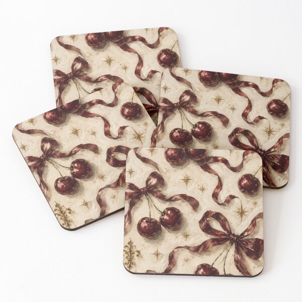 Item preview, Vintage Dark Cherry Noir Coquette Aesthetic Pattern designed and sold by BeataPrint.