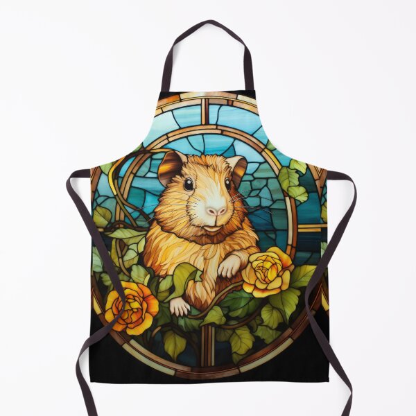 Item preview, Cute Guinea Pig Stained Glass Window with Yellow Roses Art designed and sold by pinkal.