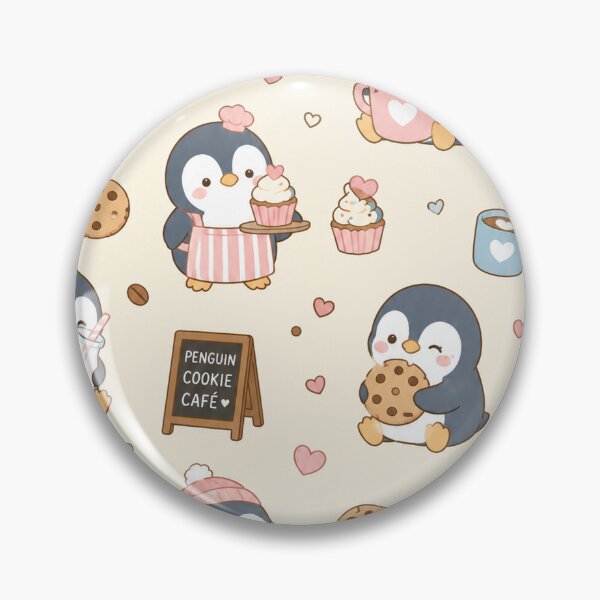 Item preview, Penguin Cookie Cafe Kawaii Pattern designed and sold by Soft Berry Studio.