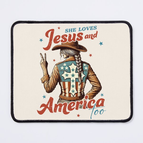 Item preview, Vintage Patriotic Cowgirl - She Loves Jesus And America Too - 4th Of July designed and sold by legendaryskins.