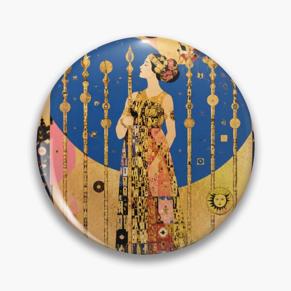 Item preview, Nine of Wands - Golden Guardian, Borders and Resilience, Klimt Tarot Art designed and sold by Natalia-Vlad.