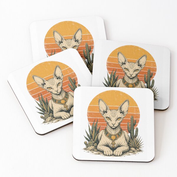 Item preview, Vintage Sphynx Cats Desert Sunset Occult Cat Art designed and sold by Region.