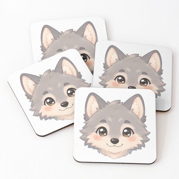 Item preview, Cute Wolf Cub Head – Kawaii Anime Style designed and sold by nocturnastore.