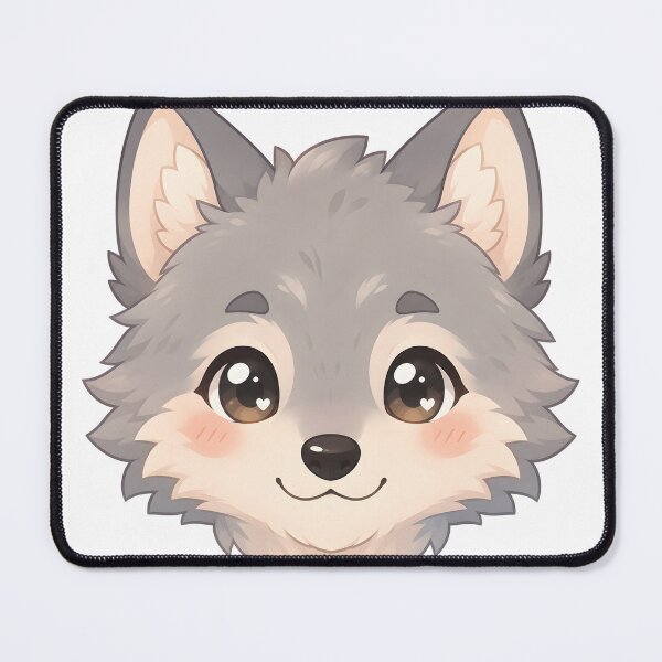 Item preview, Cute Wolf Cub Head – Kawaii Anime Style designed and sold by nocturnastore.