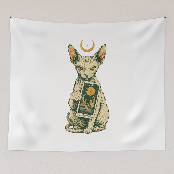 Item preview, Occult Sphynx Cats Tarot Card Vintage Cat Art designed and sold by Region.