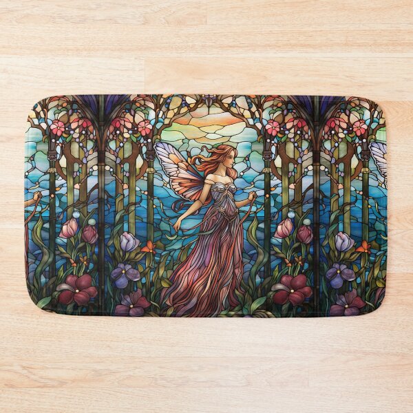 Item preview, Enchanted Forest Fairy Stained Glass Window Art Nouveau designed and sold by pinkal.