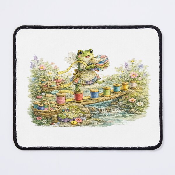 Item preview, Frog Seamstress Crossing Spool Bridge designed and sold by EverStitchStudio ★★★★★.