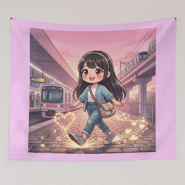 Item preview, Chibi Girl Walking Subway Station designed and sold by Azurart2.