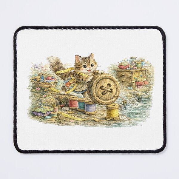 Item preview, Curious Sewing Cat and the Giant Button designed and sold by EverStitchStudio ★★★★★.