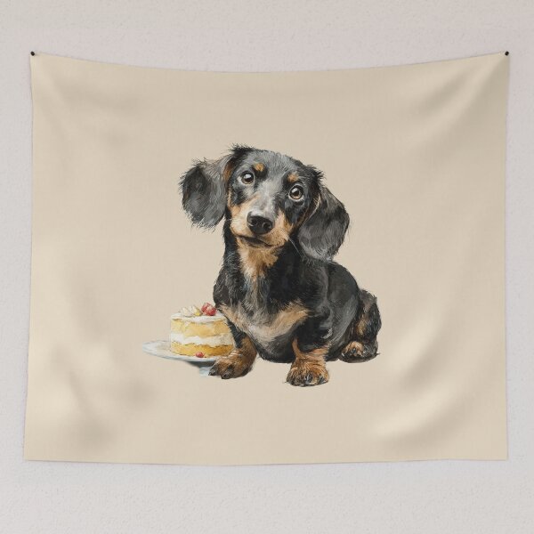 Item preview, Happy Dachshund with Birthday Cake designed and sold by Erika Kaisersot.