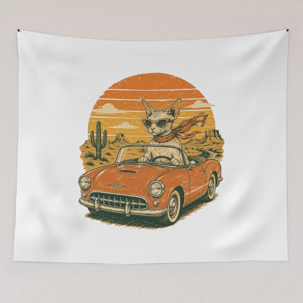 Item preview, Retro Sphynx Cats Road Trip Vintage Desert Cat designed and sold by Region.