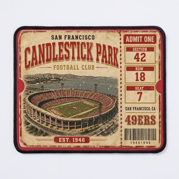 Item preview, Candlestick Park Football Club Vintage Ticket Shirt, San Francisco Retro Stadium Tee designed and sold by GhostDawgs.