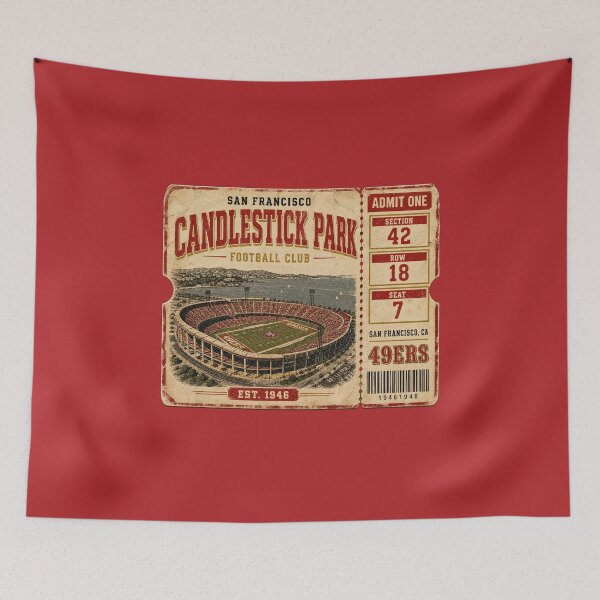 Item preview, Candlestick Park Football Club Vintage Ticket Shirt, San Francisco Retro Stadium Tee designed and sold by GhostDawgs.
