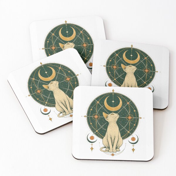 Item preview, Occult Sphynx Cats Moon Magic Celestial Cat Art designed and sold by Region.