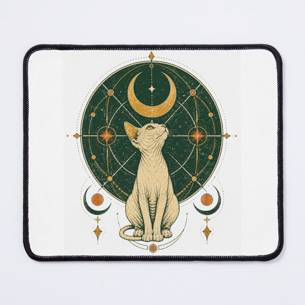 Item preview, Occult Sphynx Cats Moon Magic Celestial Cat Art designed and sold by Region.