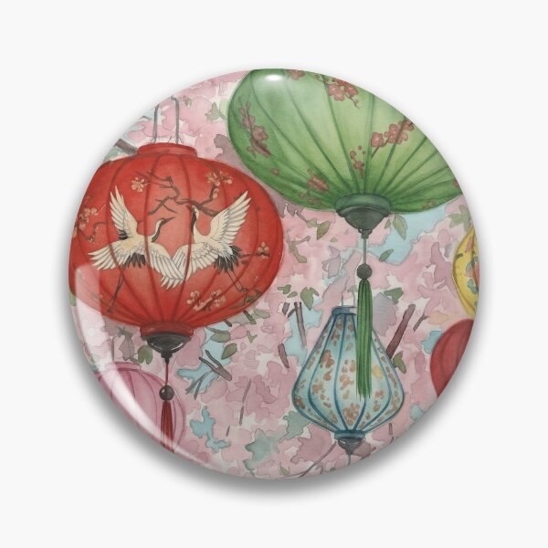 Item preview, Lanterns and Blossom Watercolour Style designed and sold by InkAndLatitude.