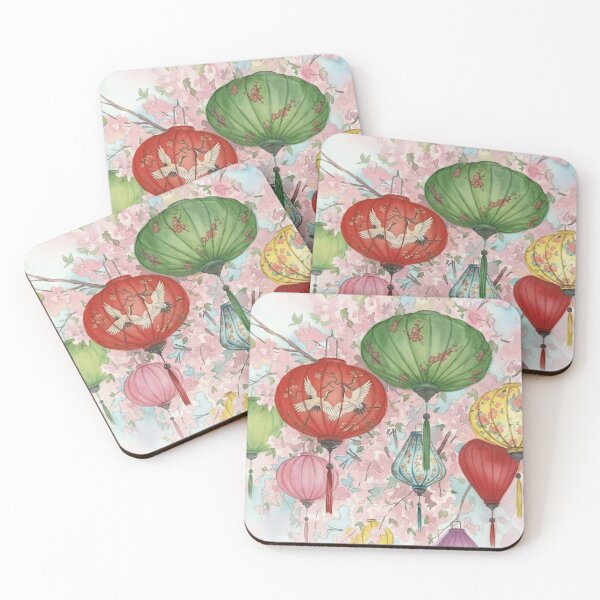 Item preview, Lanterns and Blossom Watercolour Style designed and sold by InkAndLatitude.