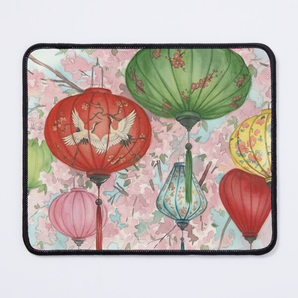 Item preview, Lanterns and Blossom Watercolour Style designed and sold by InkAndLatitude.