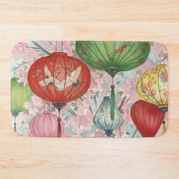 Item preview, Lanterns and Blossom Watercolour Style designed and sold by InkAndLatitude.