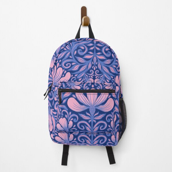 Item preview, Sapphire and Pink Damask Floral Pattern designed and sold by AneissPiaf.