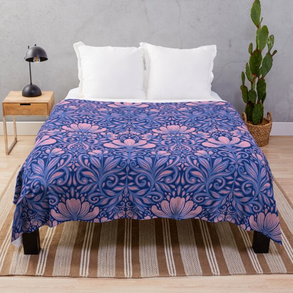 Item preview, Sapphire and Pink Damask Floral Pattern designed and sold by AneissPiaf.