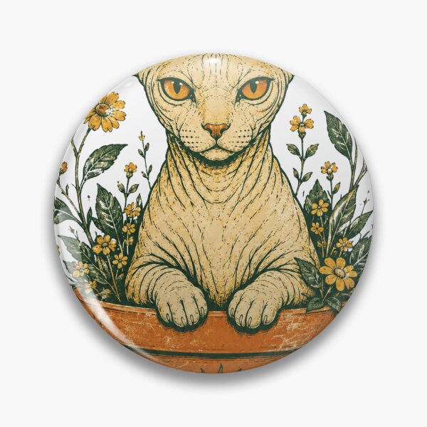 Item preview, Cute Sphynx Cats Flower Pot Vintage Cat Art designed and sold by Region.