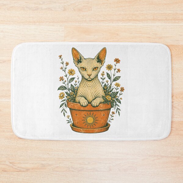 Item preview, Cute Sphynx Cats Flower Pot Vintage Cat Art designed and sold by Region.