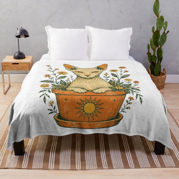 Item preview, Cute Sphynx Cats Flower Pot Vintage Cat Art designed and sold by Region.