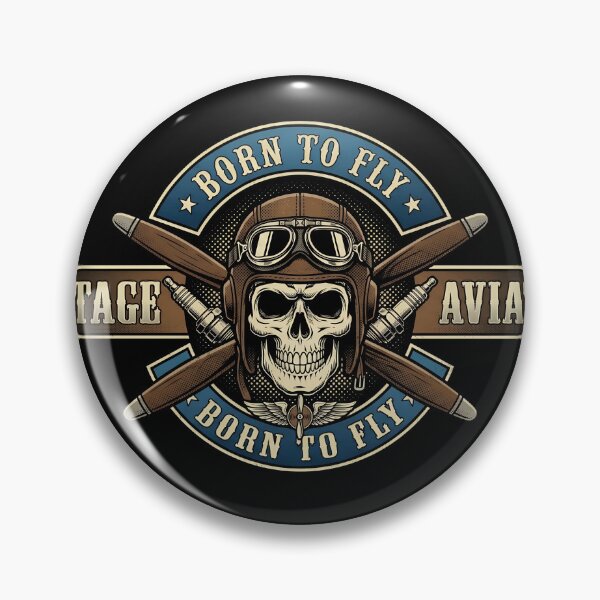Item preview, Born To Fly | Vintage Aviator Skull & Propellers Emblem designed and sold by saamessart.